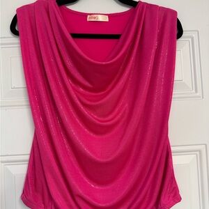 Hot Pink Shimmer Sleeveless Blouse